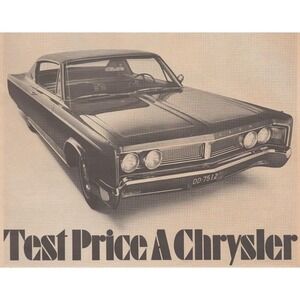 1967 Chrysler Newport Vintage Print Ad Full Size Car Luxury Value Pricing